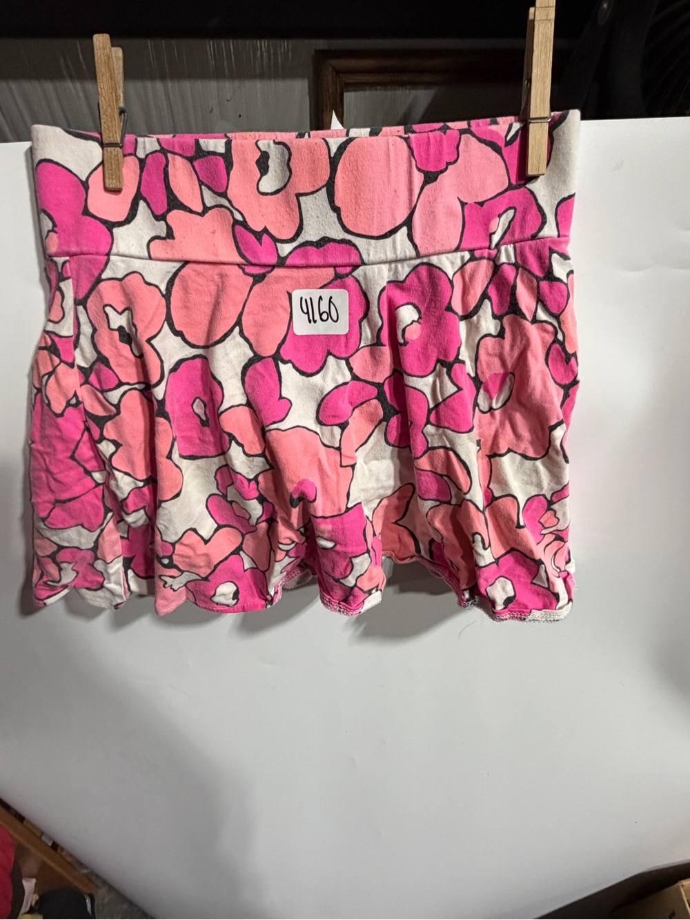 #4160-total girl Pink and White Floral Skirt